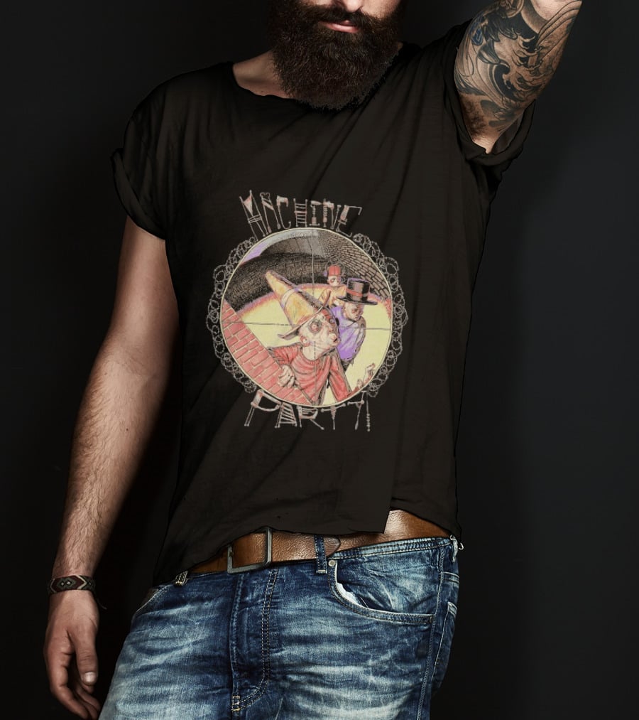 Machine Party Heads Up Comic Style Characters Retro Scene T-Shirt