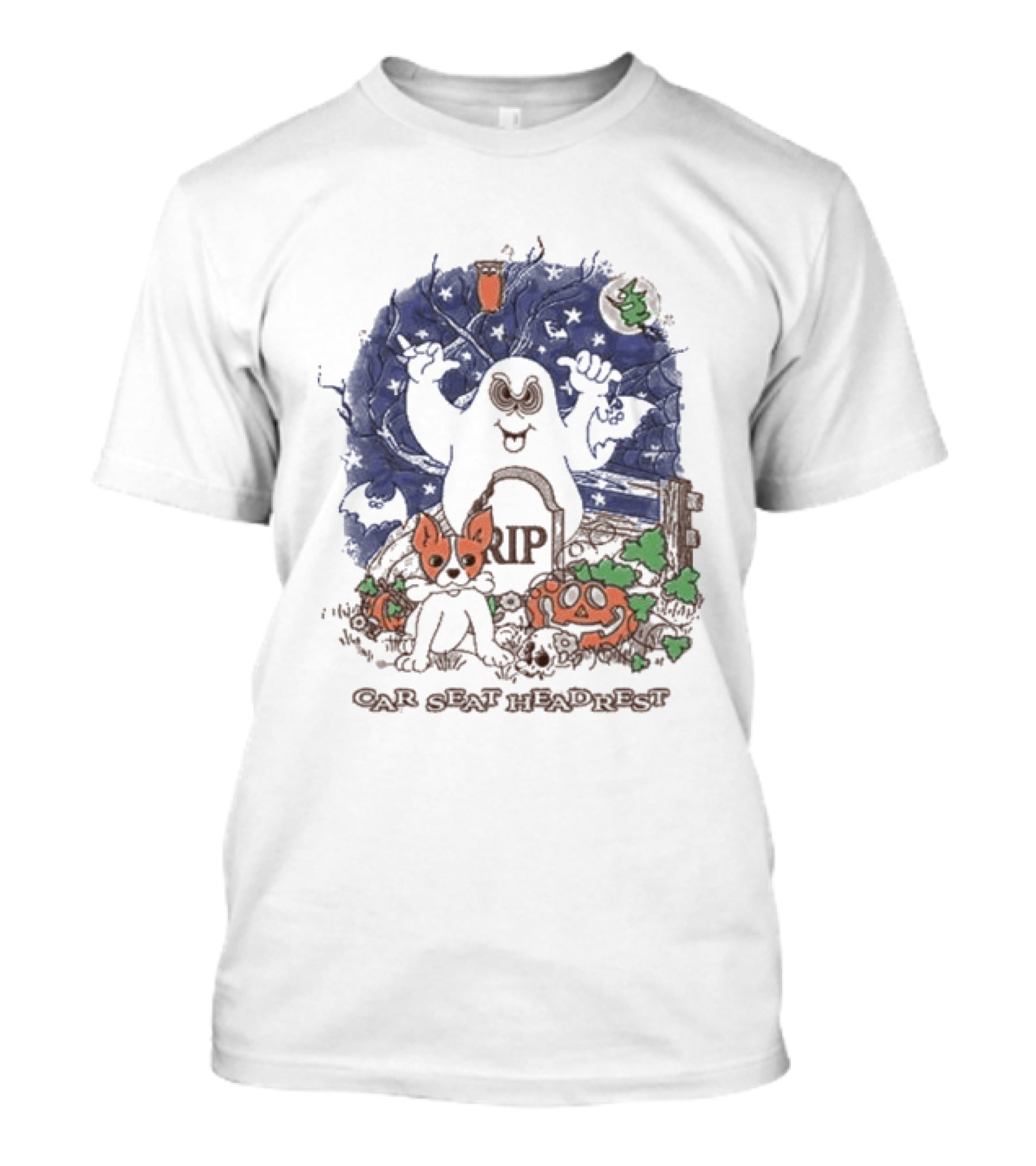 Car Seat Headrest Halloween Ghost Cat Pumpkin 2026 T-Shirt