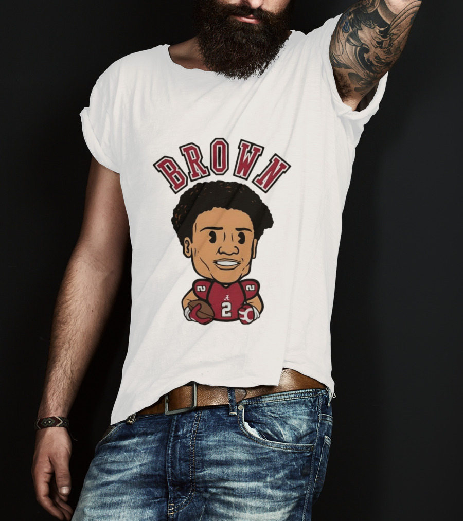 NCAA Football Alabama Crimson Tide Number 2 Brown Caricature T-Shirt