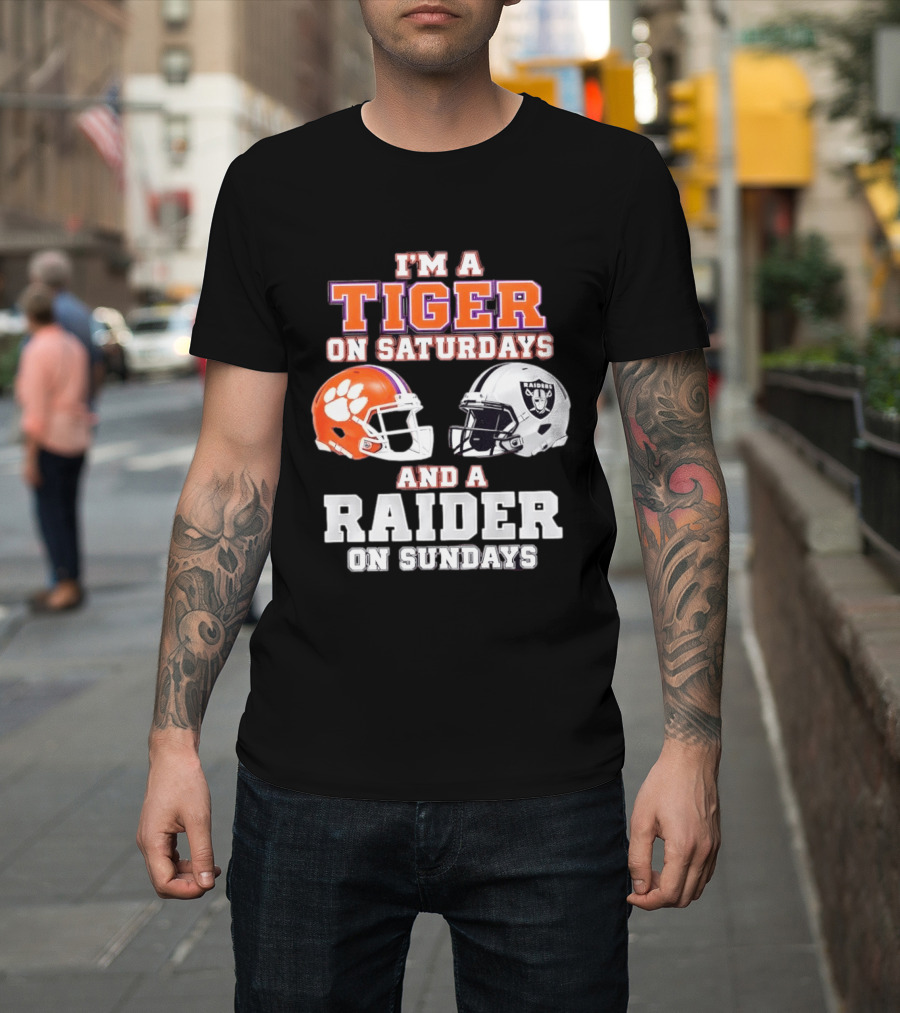 Clemson Tiger Saturdays Raider Sundays Football Fan Helmets T-Shirt