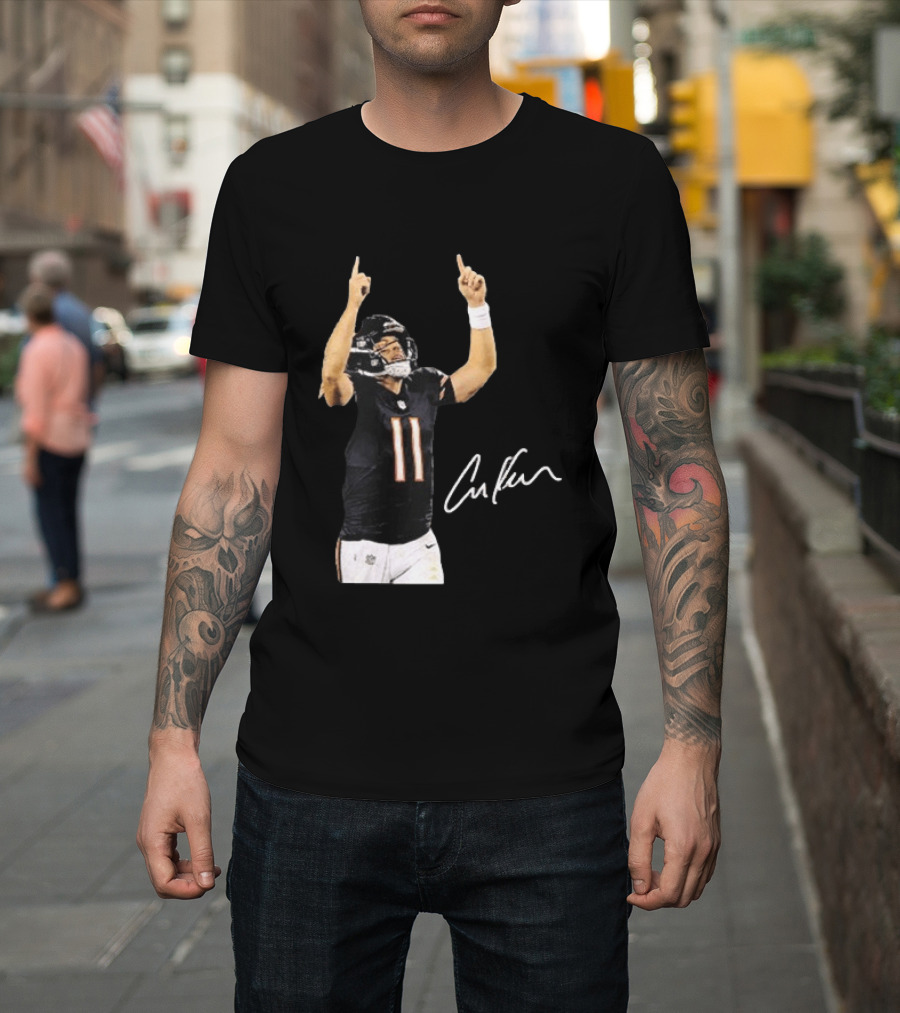 Case Keenum 11 Chicago Bears Football Player Signature Pointing Up T-Shirt