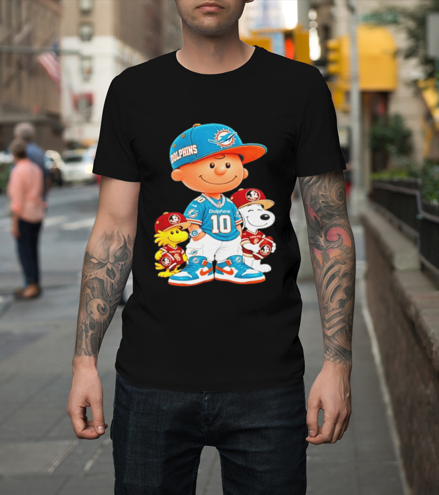 Charlie Brown 10 Snoopy Woodstock Miami Dolphins Florida State T-Shirt