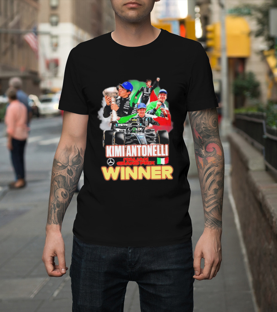 Kimi Antonelli Italian Grand Prix Winner Mercedes Racing Celebration T-Shirt