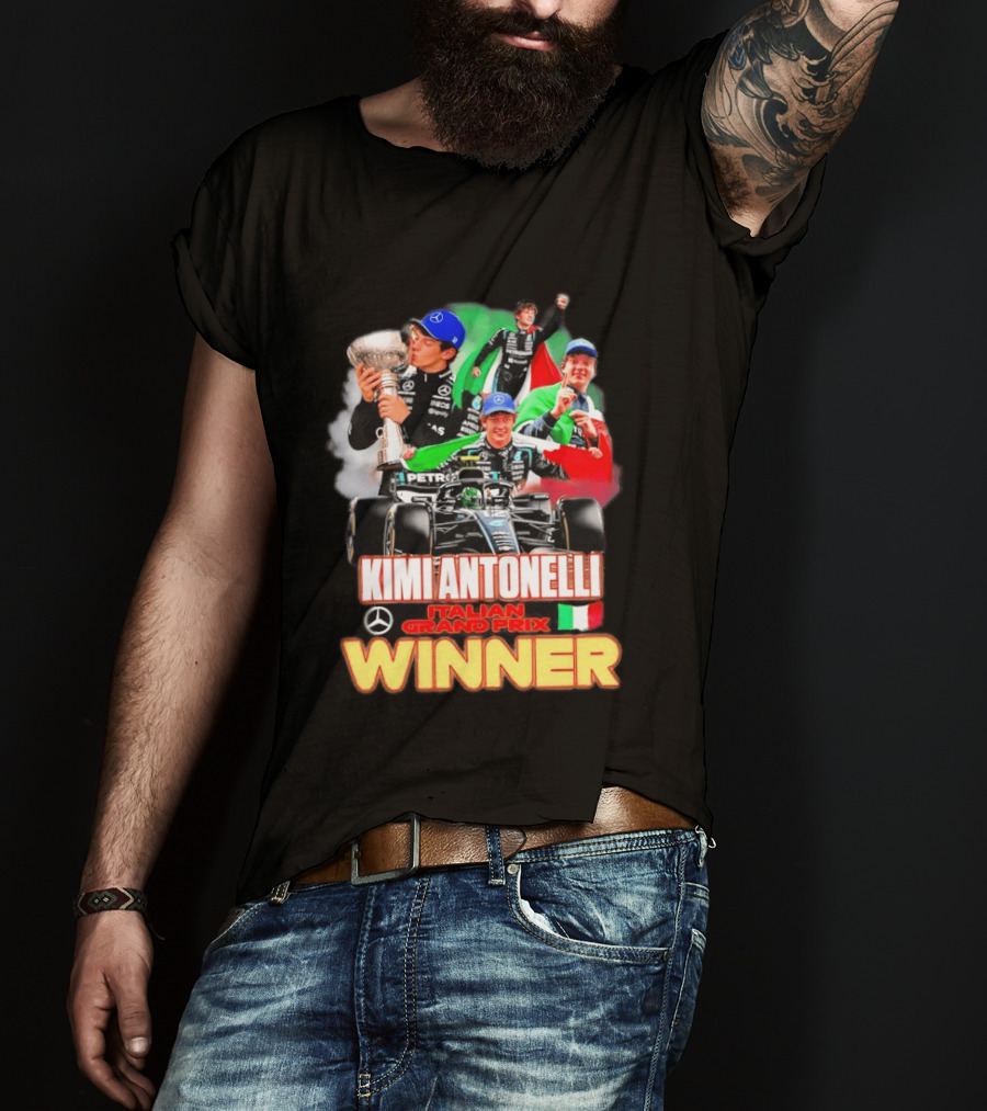Kimi Antonelli Italian Grand Prix Winner Mercedes Racing Celebration T-Shirt