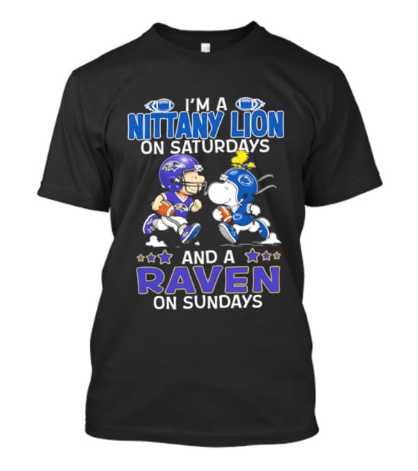 I'm A Nittany Lion On Saturdays And A Raven On Sundays Snoopy And Charlie Brown T-Shirt