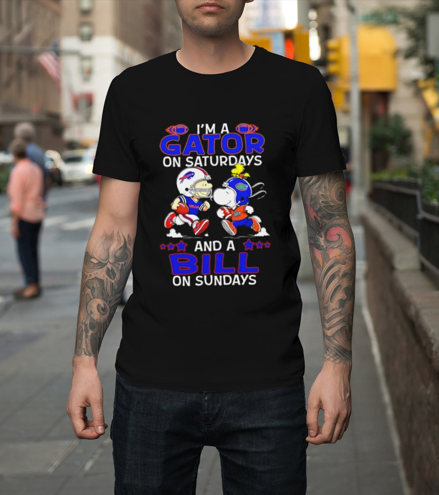 I'm A Gator On Saturdays And A Bill On Sundays Snoopy Charlie Brown Football T-Shirt