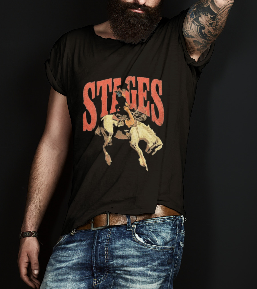 Stages Rodeo Cowboy And Horse Action T-Shirt
