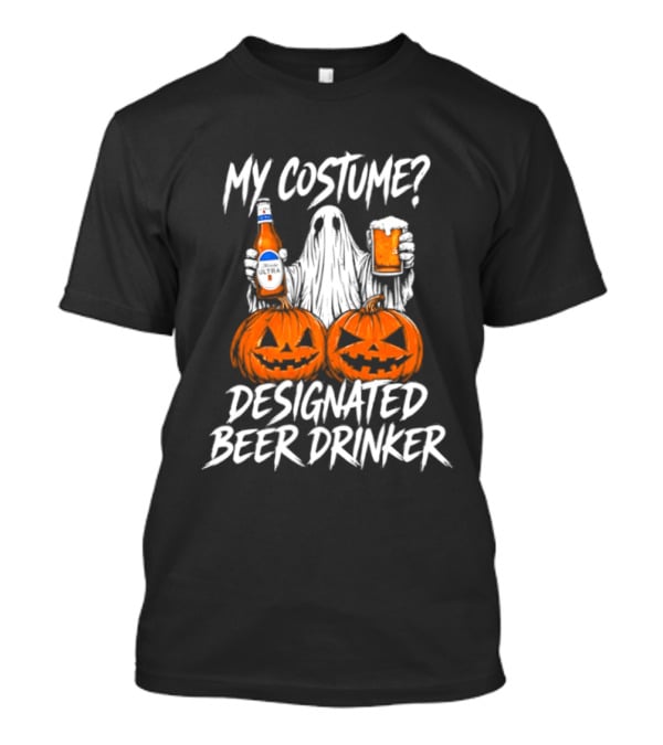 My Costume Designated Beer Drinker Ghost With Pumpkins Halloween T-Shirt