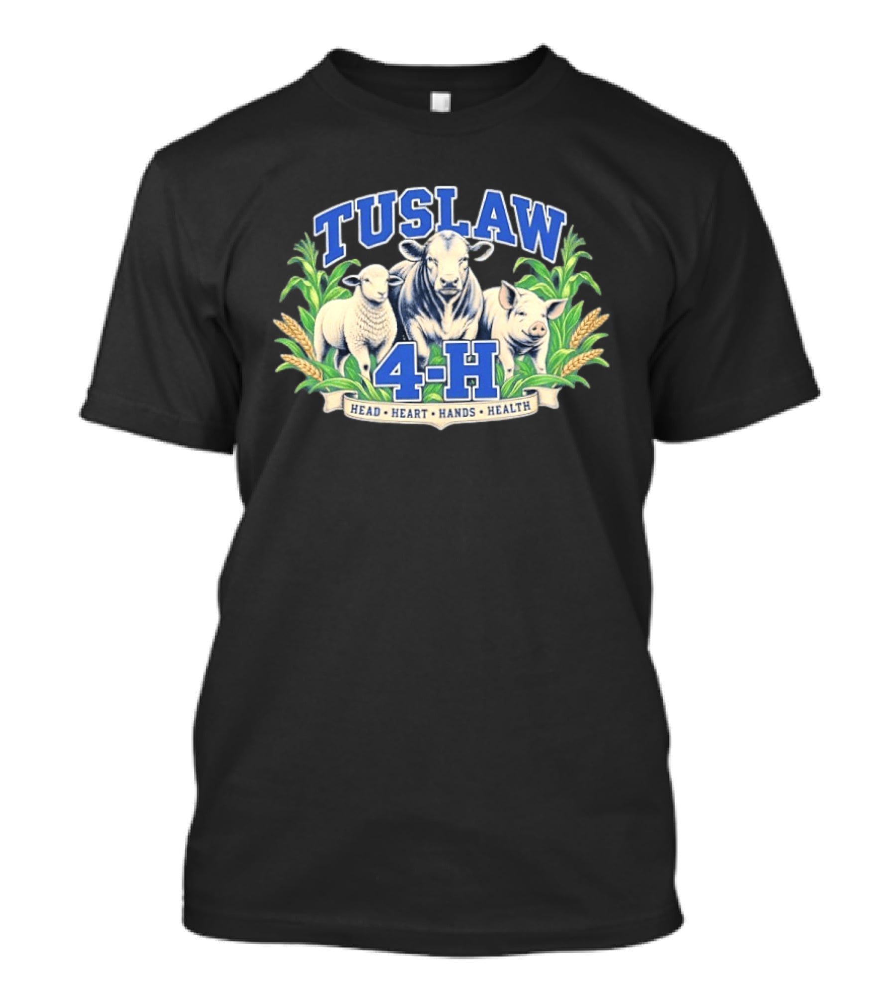 Tuslaw 4 H Head Heart Hands Health Livestock Sheep Cow Pig Wheat T-Shirt