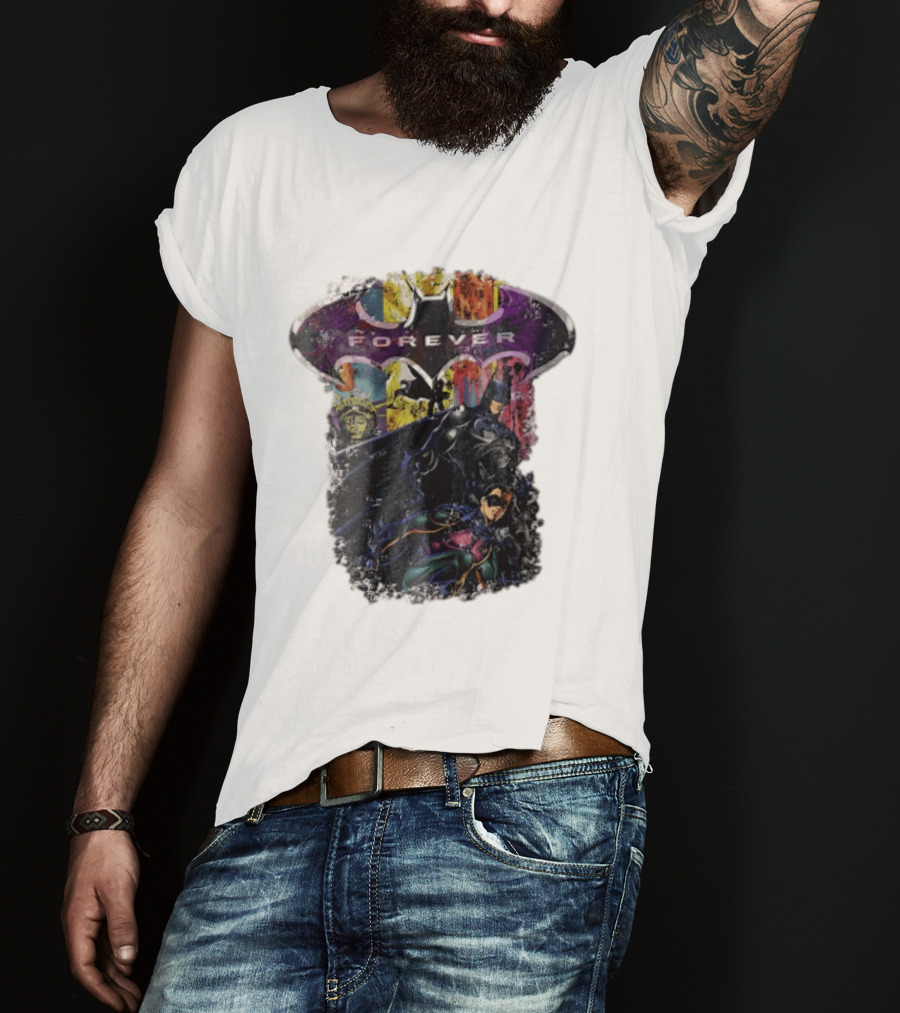 Batman Forever Movie Heroes Art Villains And Allies T-Shirt