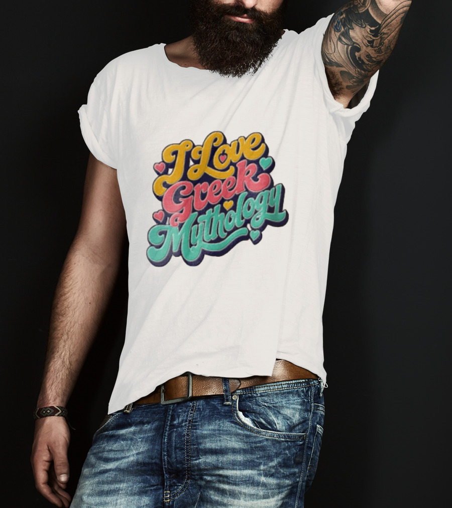 I Love Greek Mythology Colorful Heart Accents T-Shirt
