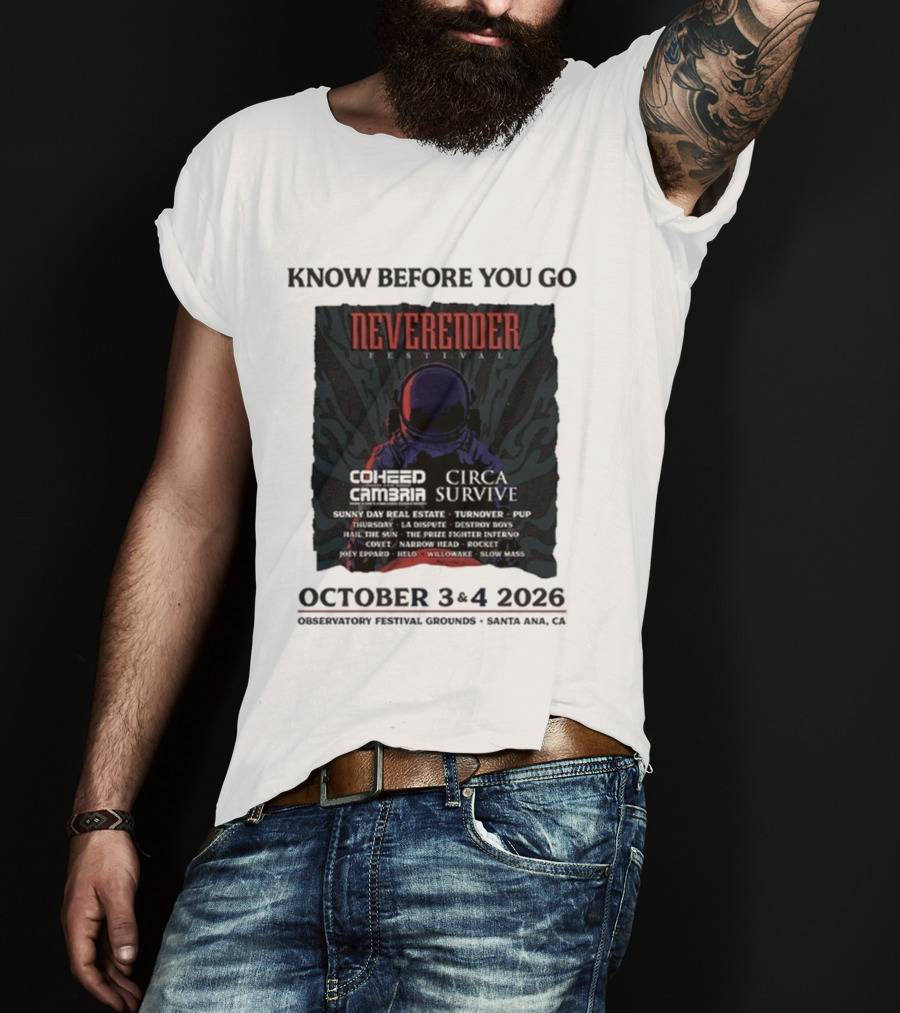 Neverender Coheed And Cambria Festival 2026 October Santa Ana Observatory Grounds T-Shirt