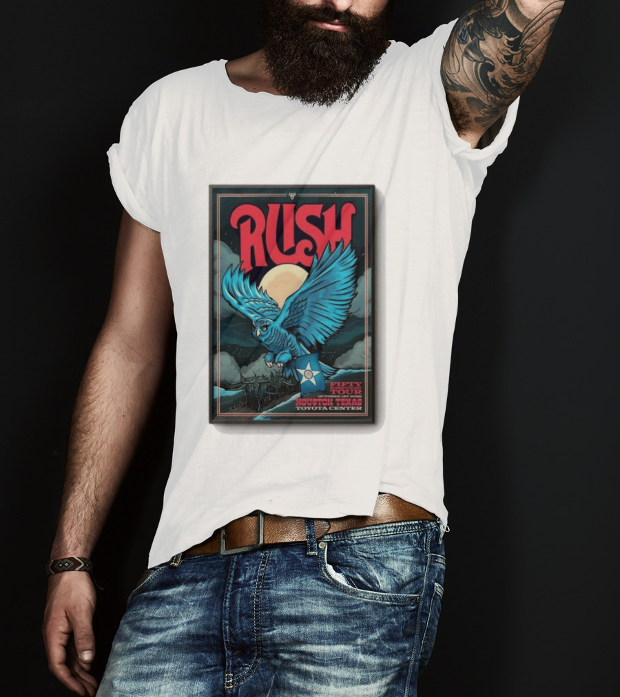 RUSH Houston Texas 10 1 2026 Owl Moon Toyota Center Fifty Tour T-Shirt