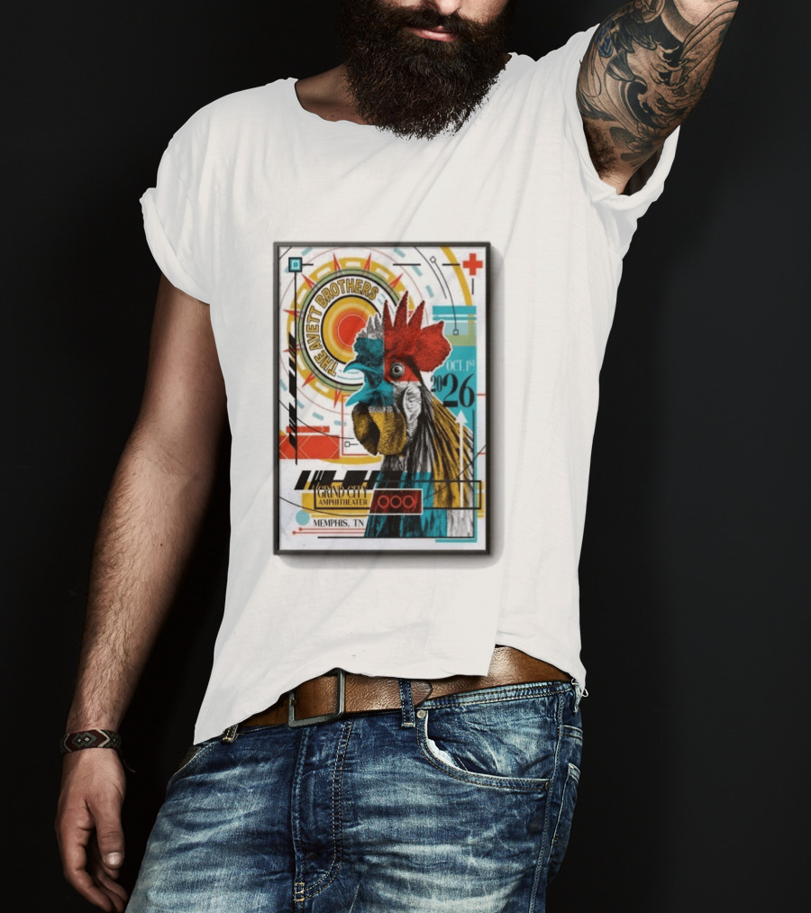The Avett Brothers Memphis TN Grand City Amphitheater October 1 2026 Rooster T-Shirt