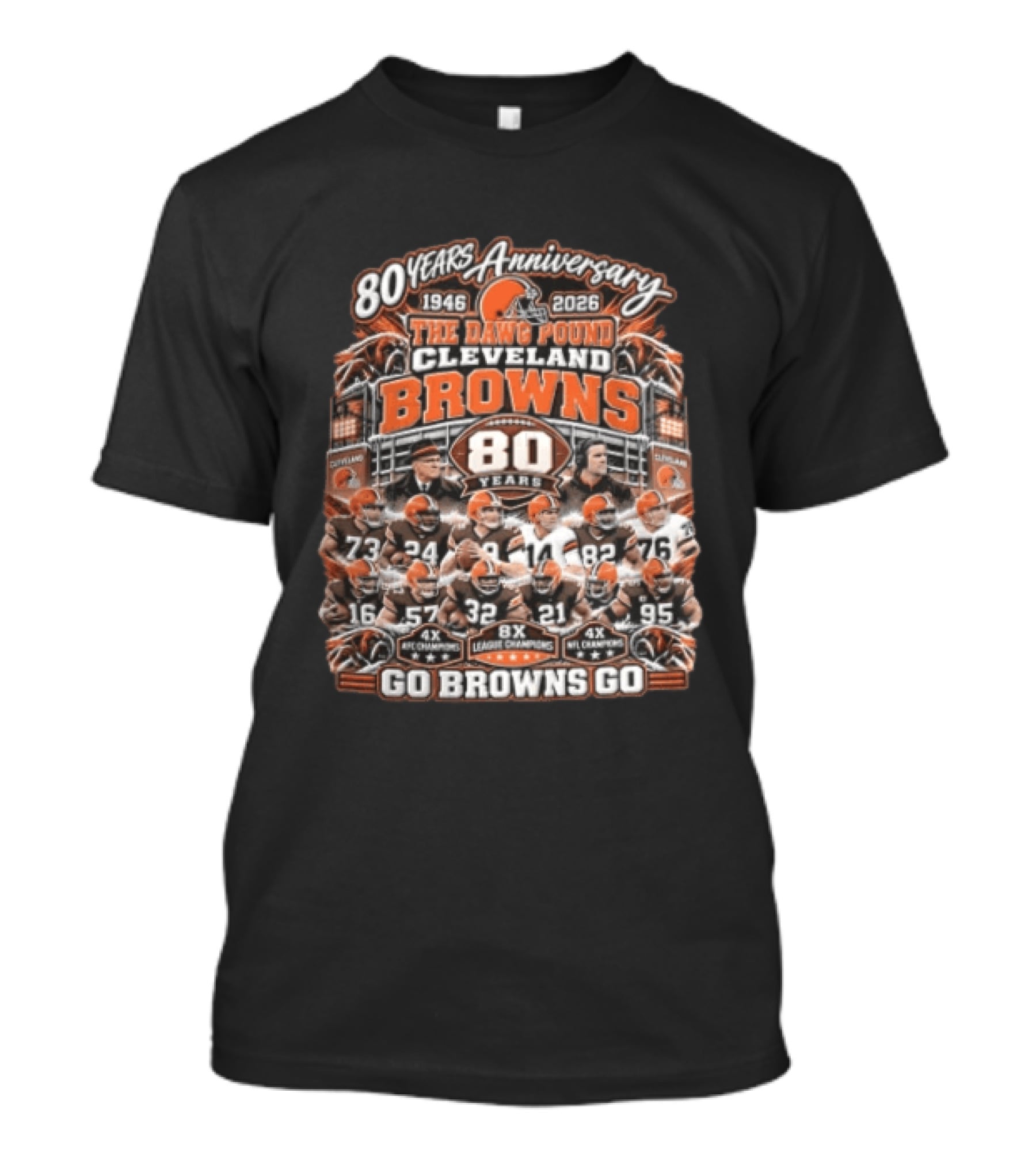 Cleveland Browns 80 Years Anniversary The Dawg Pound 1946 2026 Go Browns Go T-Shirt