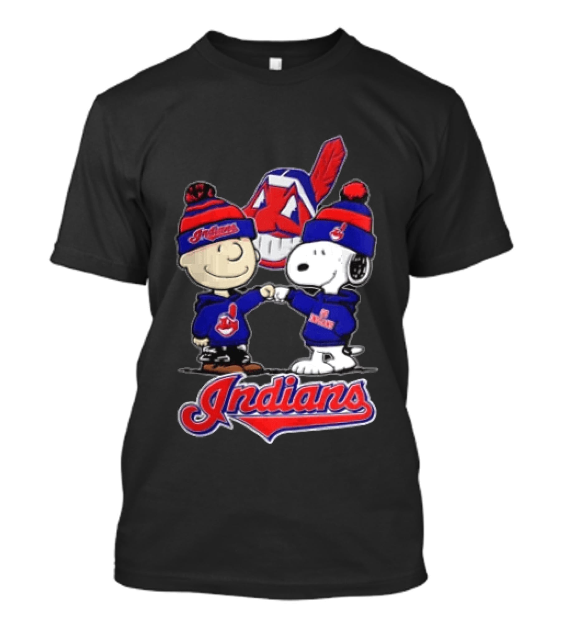 Cleveland Indians Charlie Brown Snoopy Fist Bumping Peanuts Fan Gear T-Shirt
