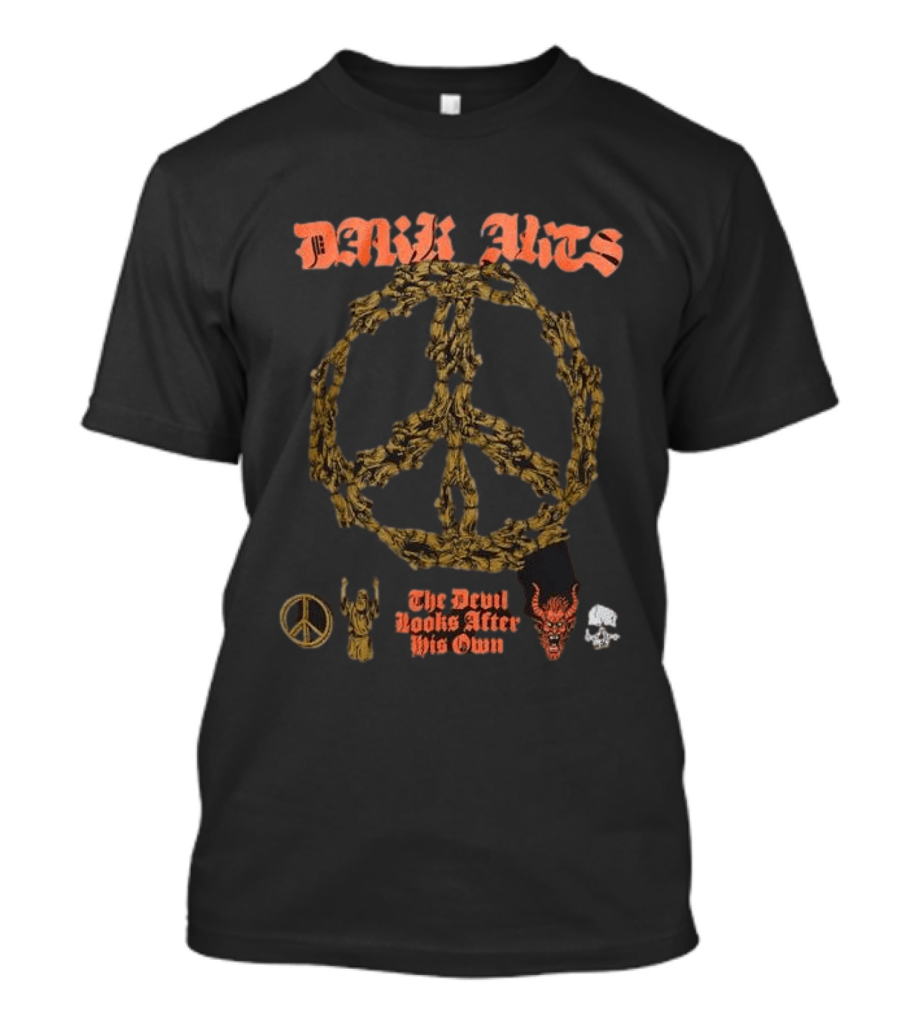 Dark Arts 12Th Birthday The Devil Looks After His Own Peace Symbol Skull T-Shirt