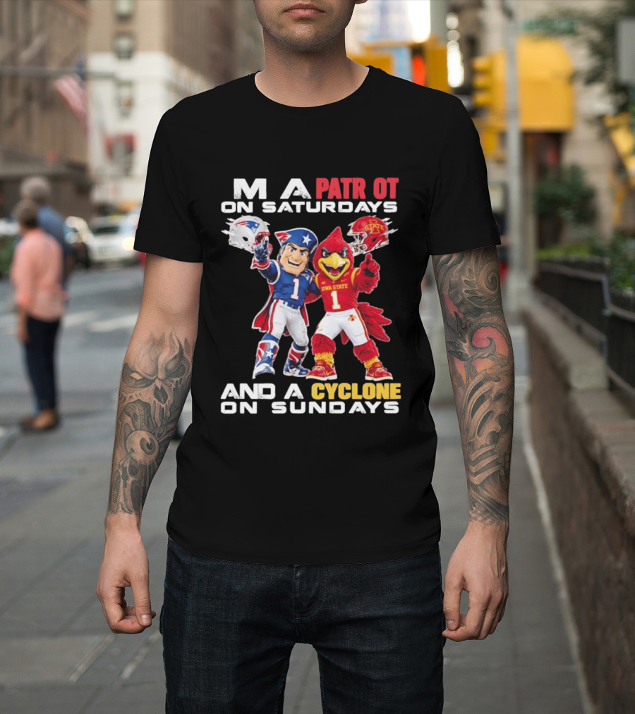 Patriot On Saturdays Cyclone On Sundays Iowa State Football Mascots T-Shirt