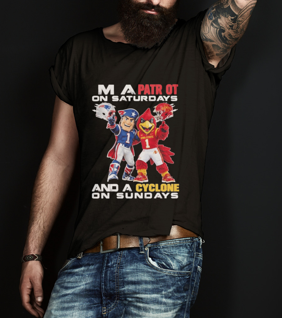 Patriot On Saturdays Cyclone On Sundays Iowa State Football Mascots T-Shirt