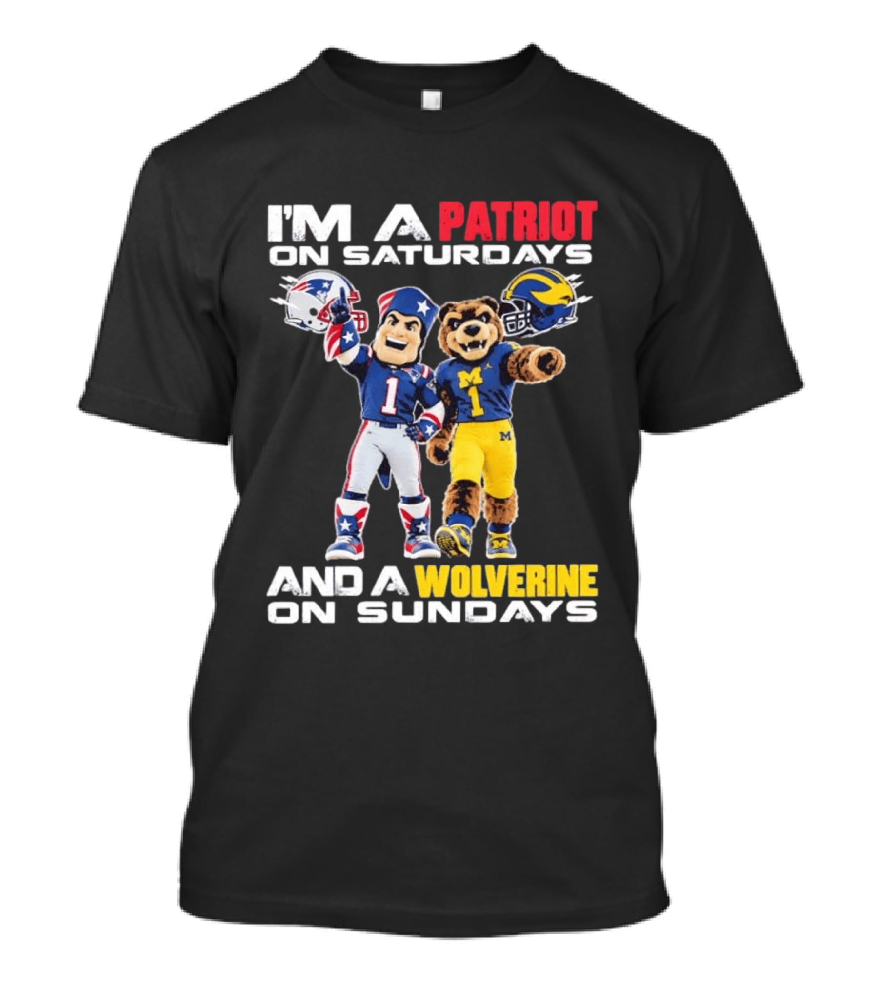 Patriot And Wolverine Football Mascots Saturdays Sundays T-Shirt