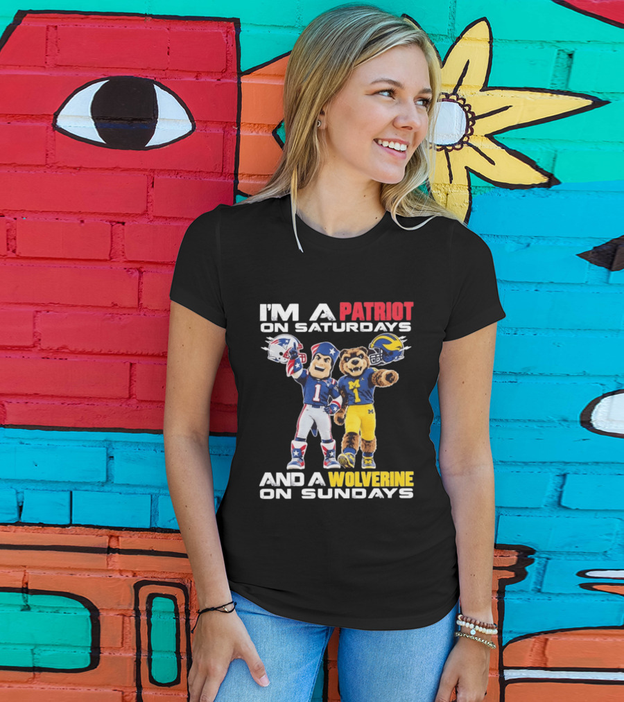 Patriot And Wolverine Football Mascots Saturdays Sundays T-Shirt