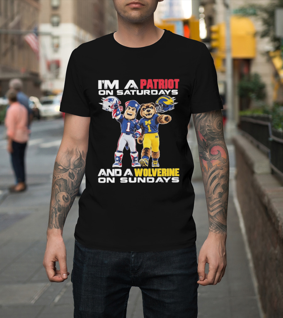 Patriot And Wolverine Football Mascots Saturdays Sundays T-Shirt