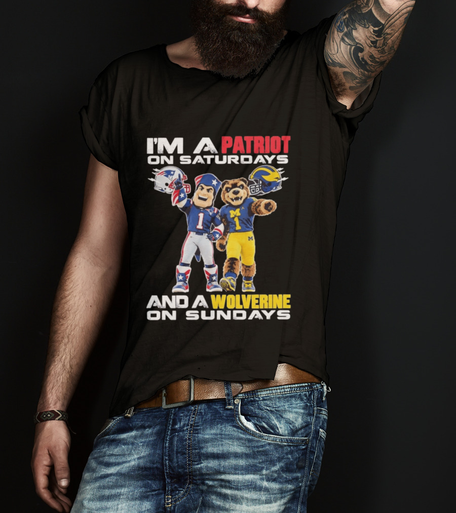 Patriot And Wolverine Football Mascots Saturdays Sundays T-Shirt