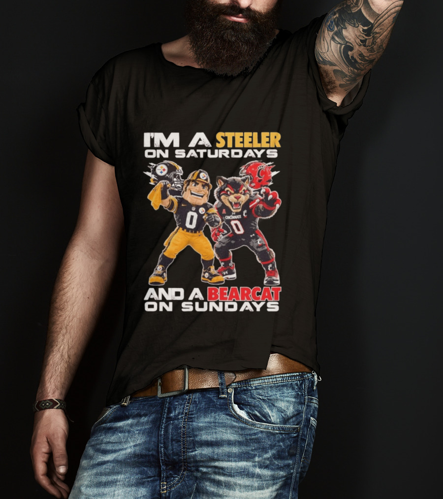 I'm A Steeler On Saturdays And A Bearcat On Sundays Cincinnati Football Fan T-Shirt