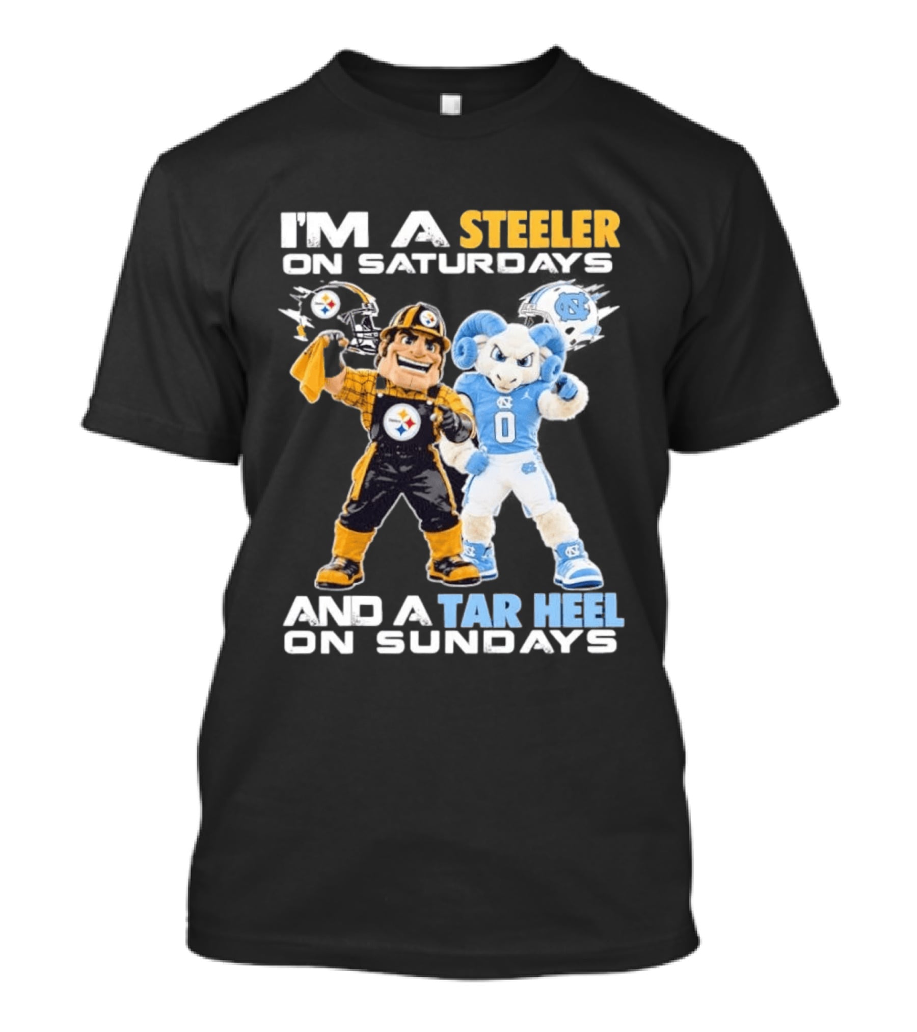 I'm A Steeler On Saturdays And A Tar Heel On Sundays With Mascots T-Shirt