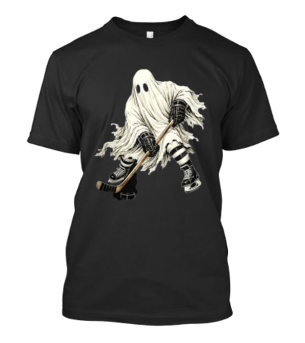 Halloween Ghost Playing Ice Hockey Costume Fun T-Shirt