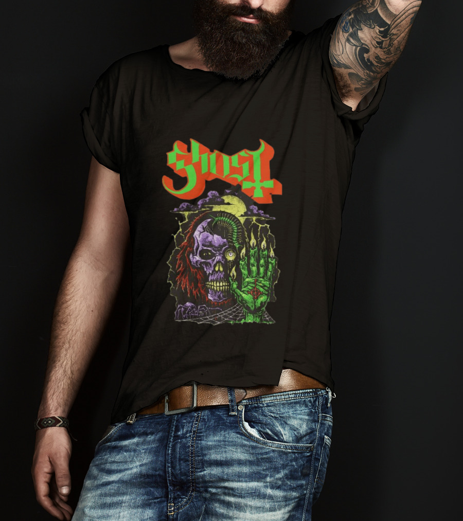 Ghost Store Necromancy Skull Candle Hand T-Shirt