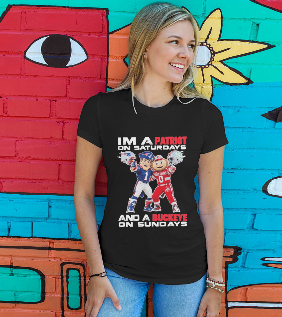 I'm A Patriot On Saturdays And A Buckeye On Sundays Football Mascots T-Shirt