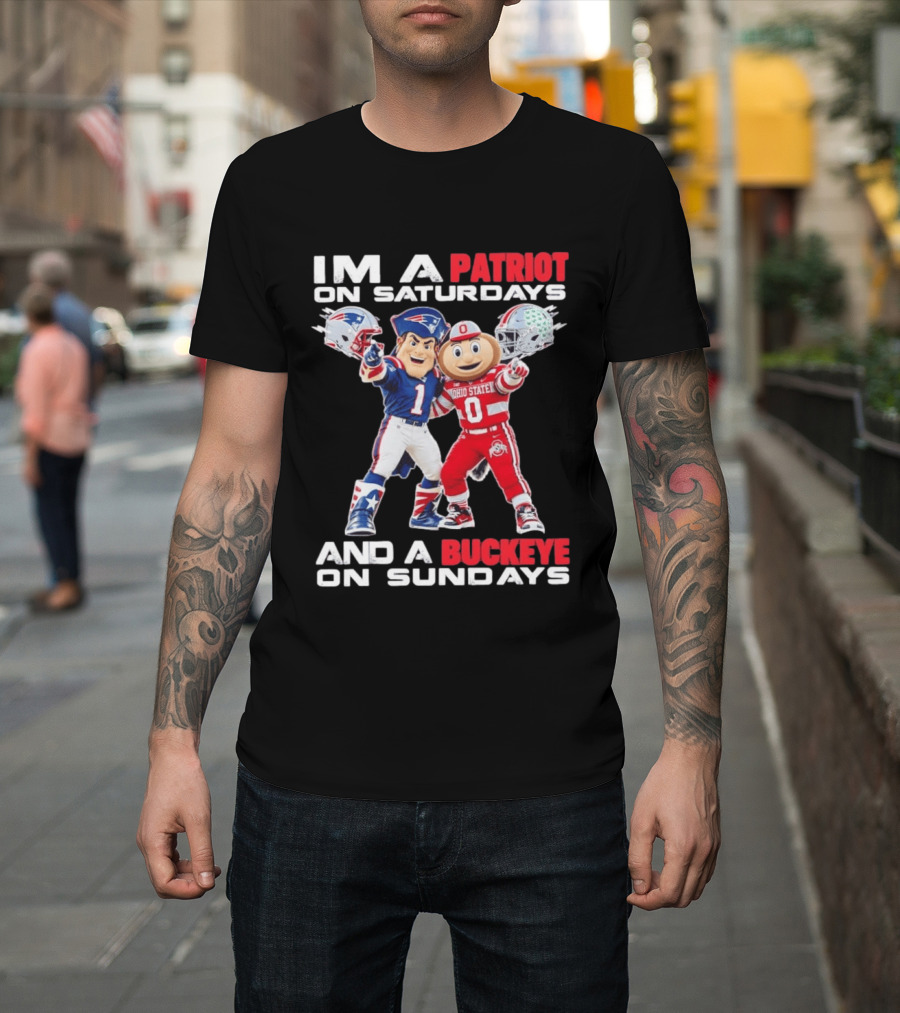 I'm A Patriot On Saturdays And A Buckeye On Sundays Football Mascots T-Shirt
