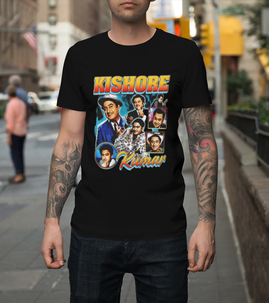 Kishore Kumar Retro Collage Music Legend T-Shirt