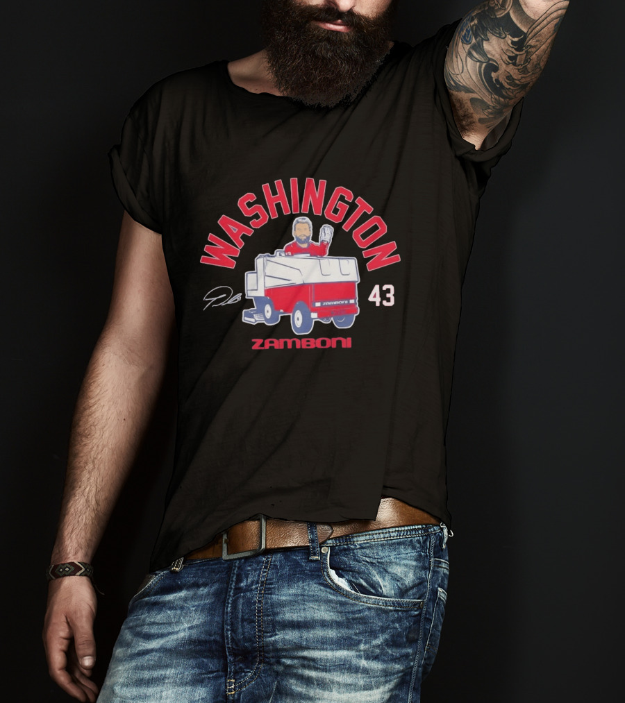Washington Capitals Tom Wilson 43 Zamboni Driver Cartoon T-Shirt