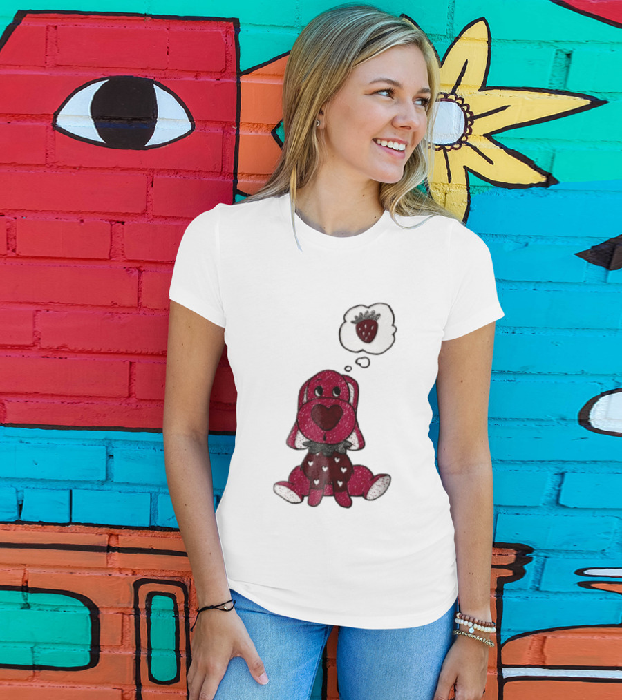 Dog With Strawberry Thought Bubble Costume Hearts T-Shirt