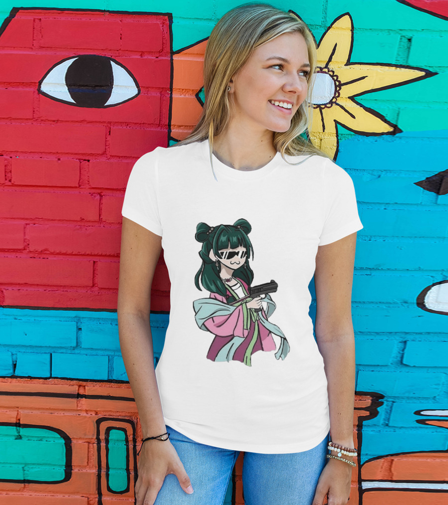 Mao Mao The Apothecary Diaries Anime Character With Gun And Sunglasses T-Shirt