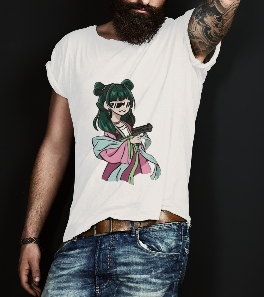 Mao Mao The Apothecary Diaries Anime Character With Gun And Sunglasses T-Shirt