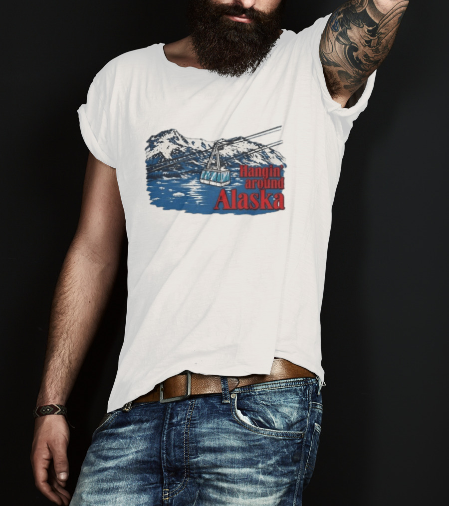 RJ Decker Aloysius Aiken Hangin Around Alaska Cable Car Mountain Scene T-Shirt