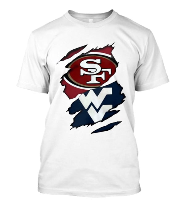 San Francisco 49ers West Virginia Mountaineers Ripped SF WV T-Shirt