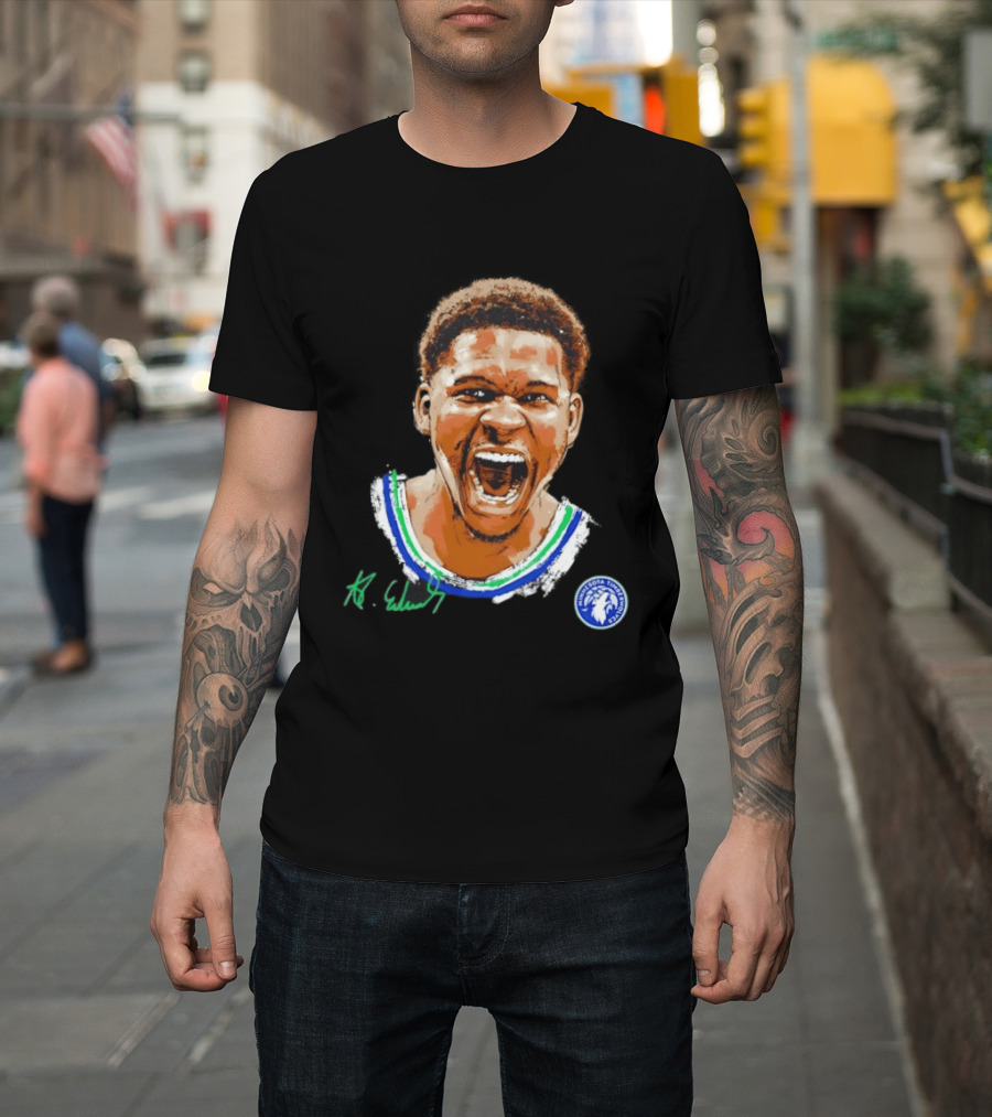 Anthony Edwards Minnesota Timberwolves Basketball Player Signature T-Shirt