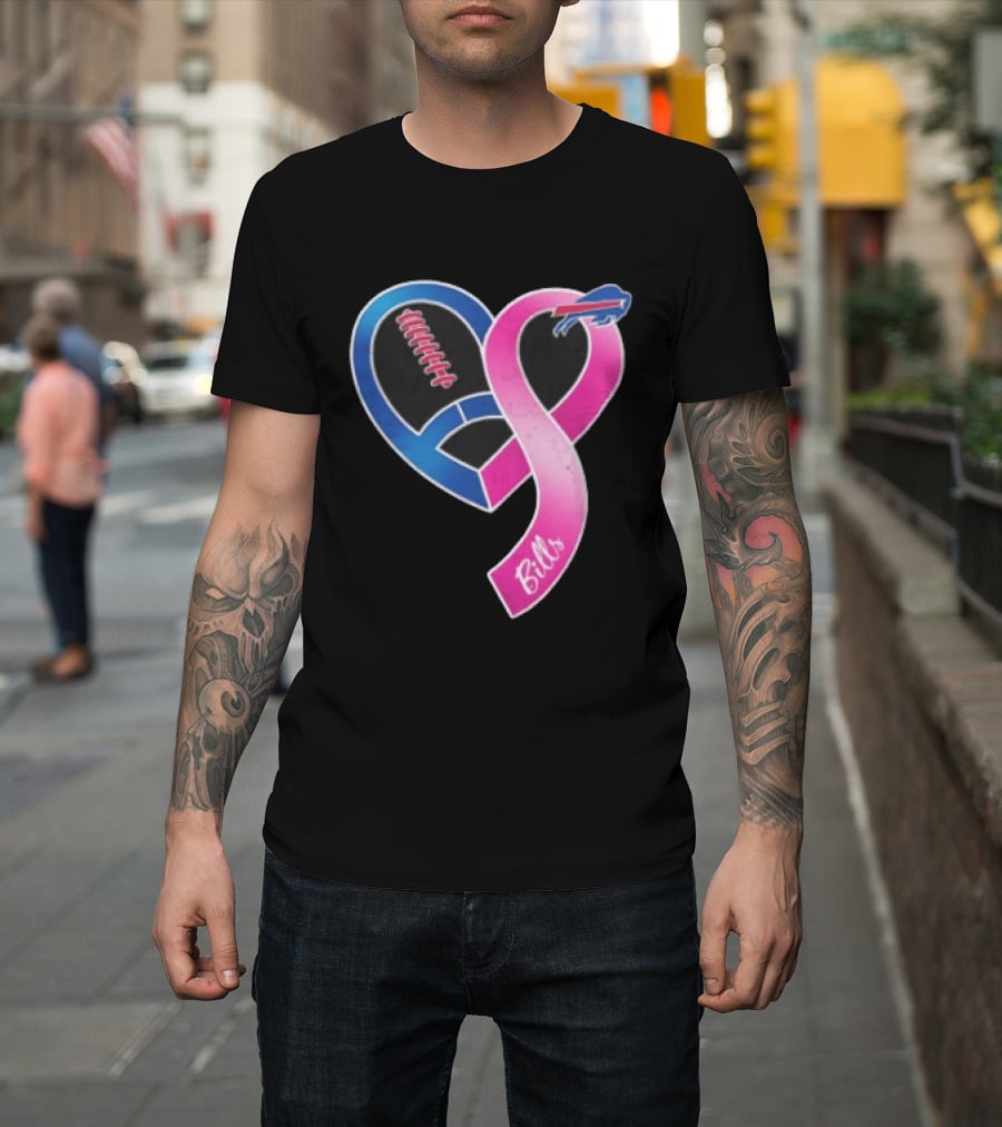 Buffalo Bills Heart Shaped Football Pink Ribbon T-Shirt