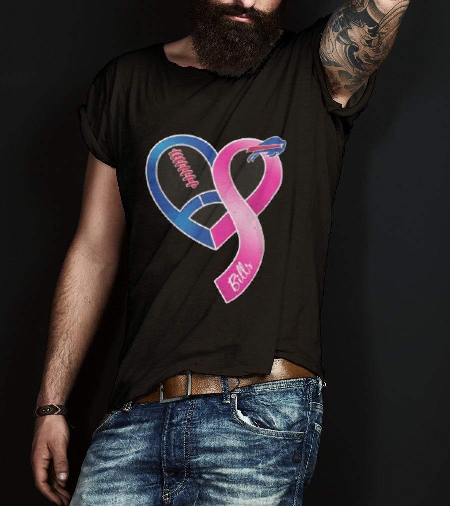 Buffalo Bills Heart Shaped Football Pink Ribbon T-Shirt
