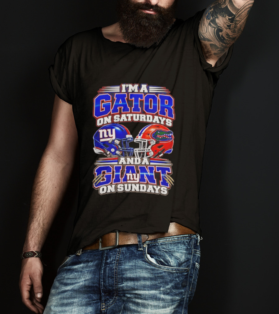 I'm A Gator On Saturdays And A Giant On Sundays NY Helmets T-Shirt