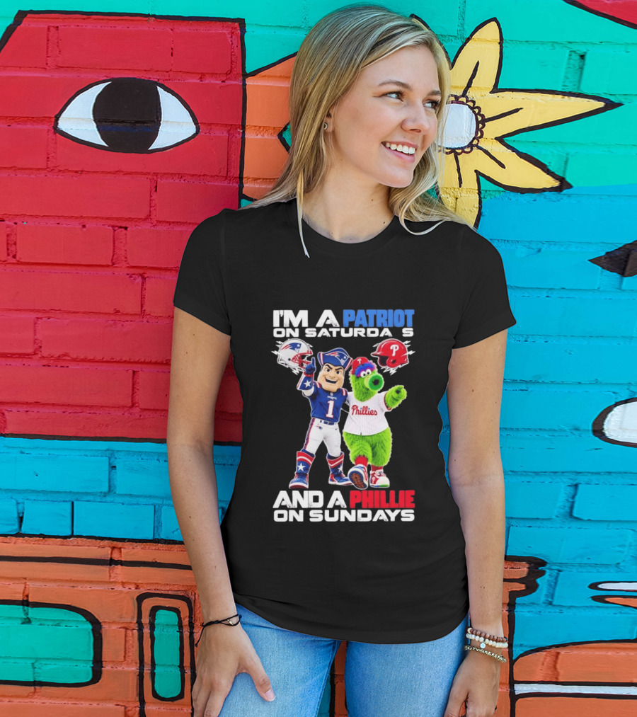 Patriot Saturdays Phillie Sundays Mascots Patriots Phillies T-Shirt