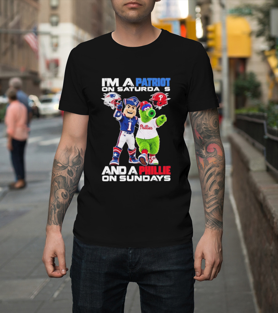 Patriot Saturdays Phillie Sundays Mascots Patriots Phillies T-Shirt