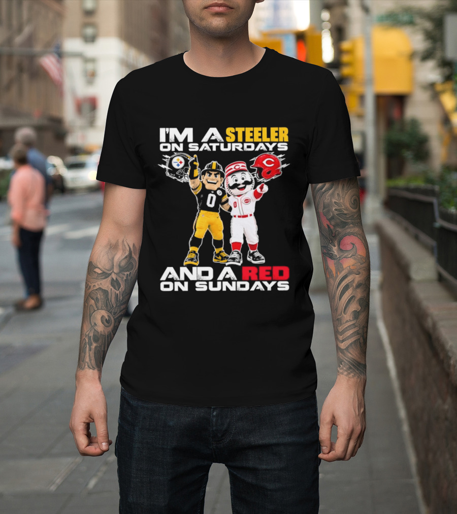 I'm A Steeler On Saturdays And A Red On Sundays With Mascots T-Shirt