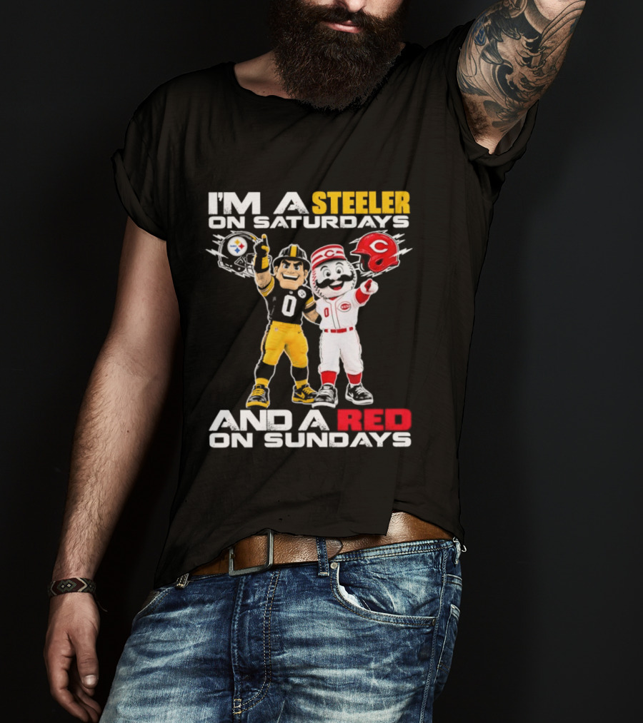 I'm A Steeler On Saturdays And A Red On Sundays With Mascots T-Shirt