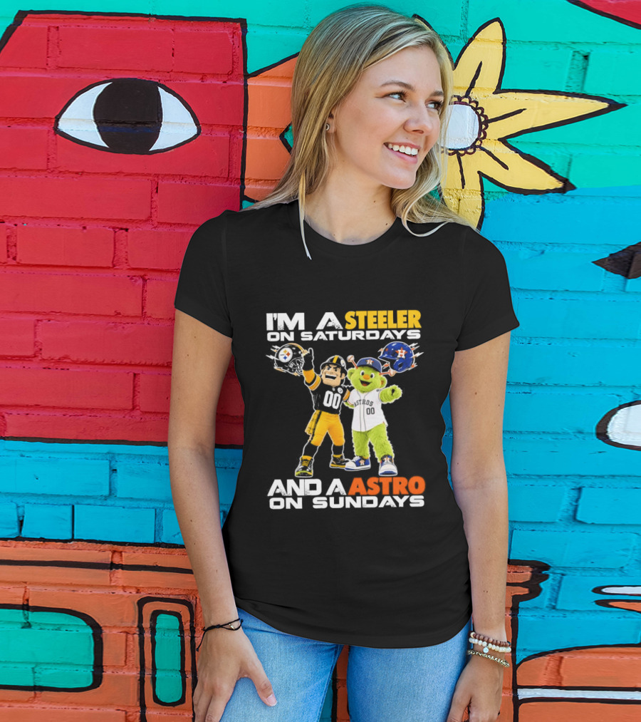 I'm A Steeler On Saturdays And An Astro On Sundays Football And Baseball Mascots T-Shirt
