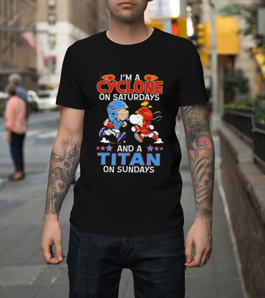Charlie Brown Cyclone Saturdays Snoopy Titan Sundays Football T-Shirt